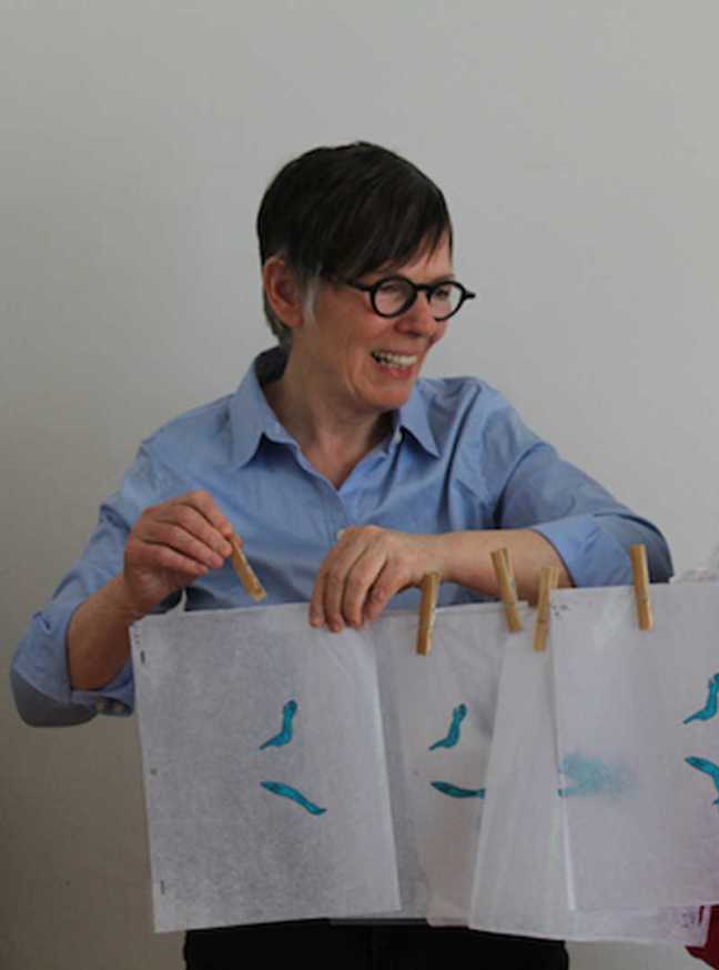 Barb Taylor hanging cell animation to dry
